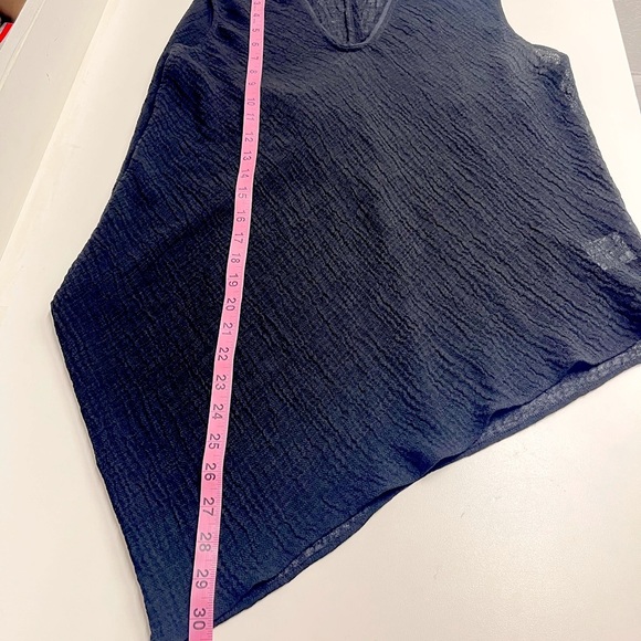 Helmut Lang top asymmetrical sheer black sleeveless crinkled medium top minimal - Picture 7 of 10